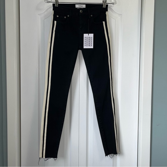 REVOLVE PISTOLA Audrey Berlin night Midrise Skinny denim Jeans raw hem size 25 - Picture 2 of 16